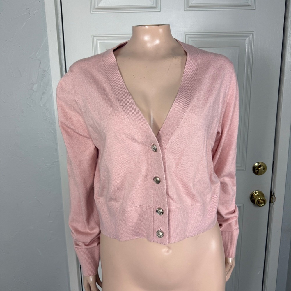 NEW WHBM Women's Sweater Medium Cardigan Button Career Cashmere Rayon WW20